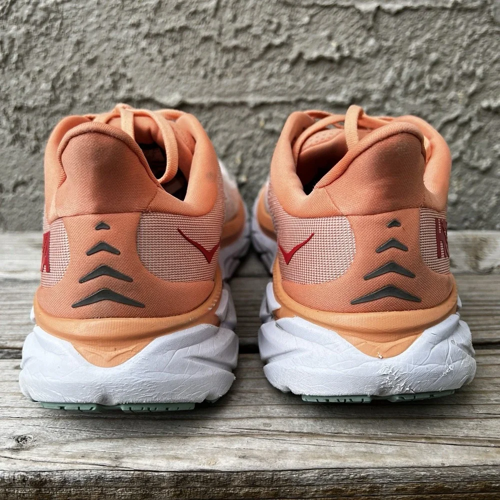 Hoka One One Shoes Women Size 9.5 Clifton 8 Running 7 Orange Road Sneakers